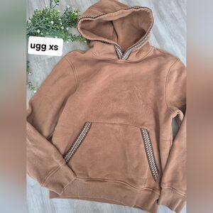 UGG Chestnut Brown Fleece Hoodie with Decorative Trim TASMAN